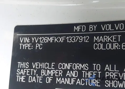 2015 Volvo S60 T5 Premier z USA, uszkodzony, nr VIN YV126MFKXF1337912